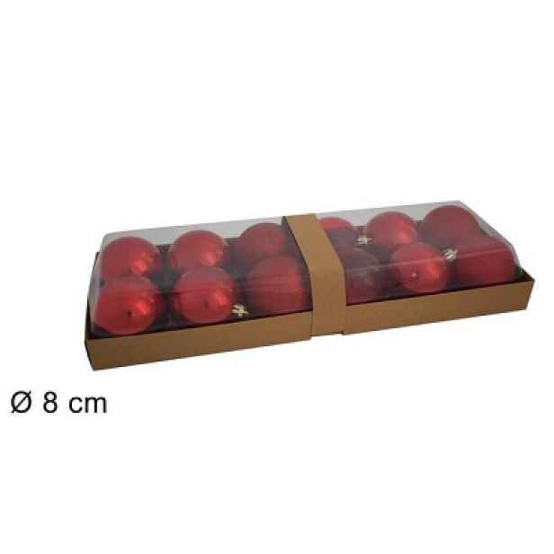 PROHOME - Koule vánoční 8cm červené balení12ks