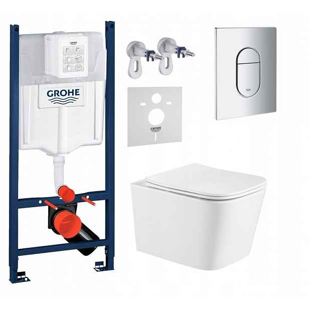 Sada Wc rámu Grohe Rapid s mísou Wc Imprese Tornado a chromovým tlačítkem