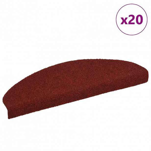 vidaXL Schodové rohože samolepicí 20 ks 65 x 21 x 4 cm vínově červené půlkulaté velké