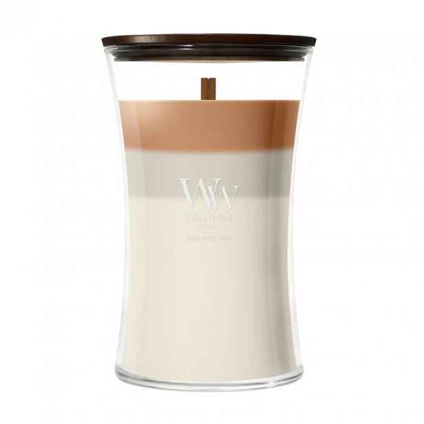 WoodWick Café Macchiato – velká vonná svíčka Trilogy 610 g