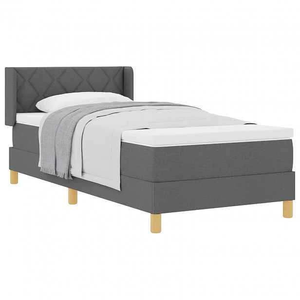 vidaXL Postel s boxspringem s čelo Tmavě šedá 190 x 90 cm textil