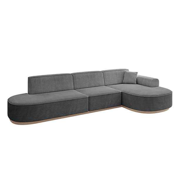ALTDECOR ROHOVÁ SEDAČKA s otomanem, pravá MARI-L2-v1 328x171x83 Tmavě šedá Manšestr