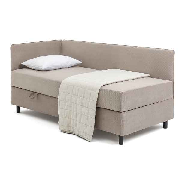 Čalouněná jednolůžková postel taupe s úložným prostorem s matrací 120x200 cm Avela – Bonami Selection