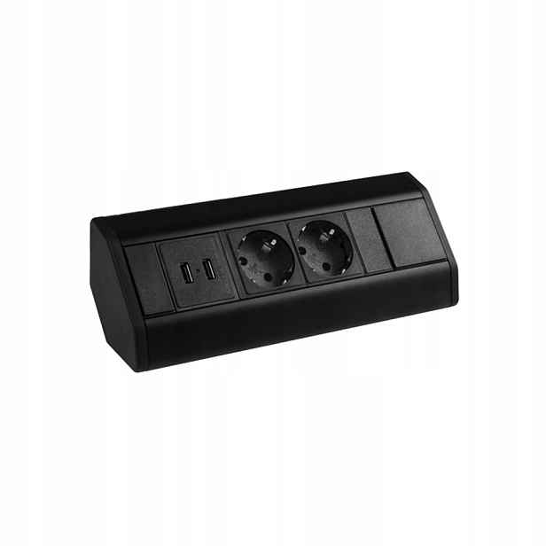 Corner Box Usb prodlužovací kabel rohový s schuko Černý