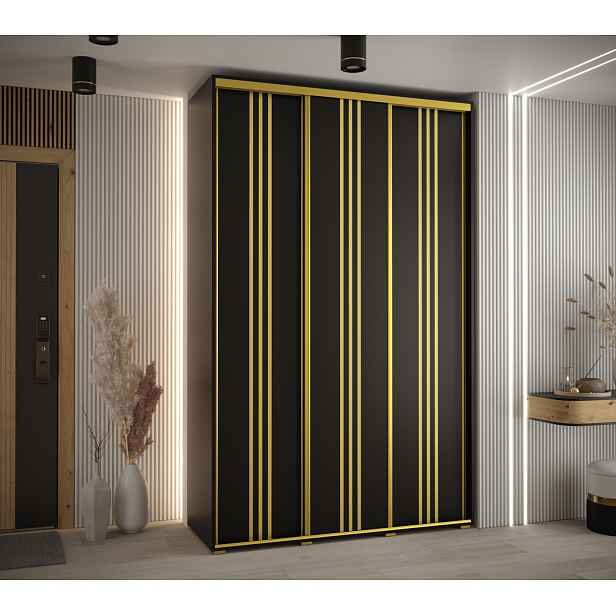 Šatní skříň ASIRI 6 - 160/60 cm, černá / zlatá