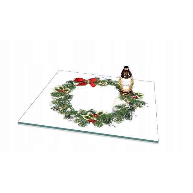 Skleněná podložka pod Zniče na Pomník Věnec na Vánoce 65x60 cm