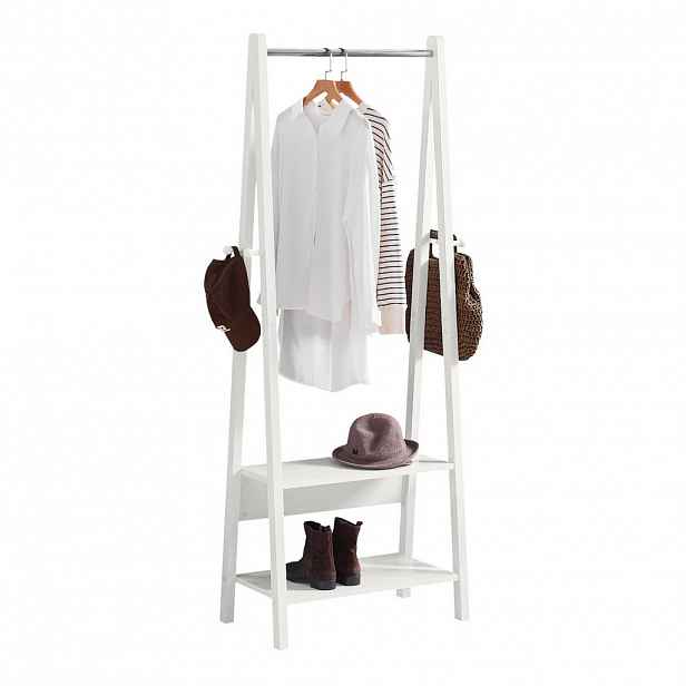 SoBuy STOJACÍ VĚŠÁK se 2 policemi Bílá 66x39x180cm Minimalistický
