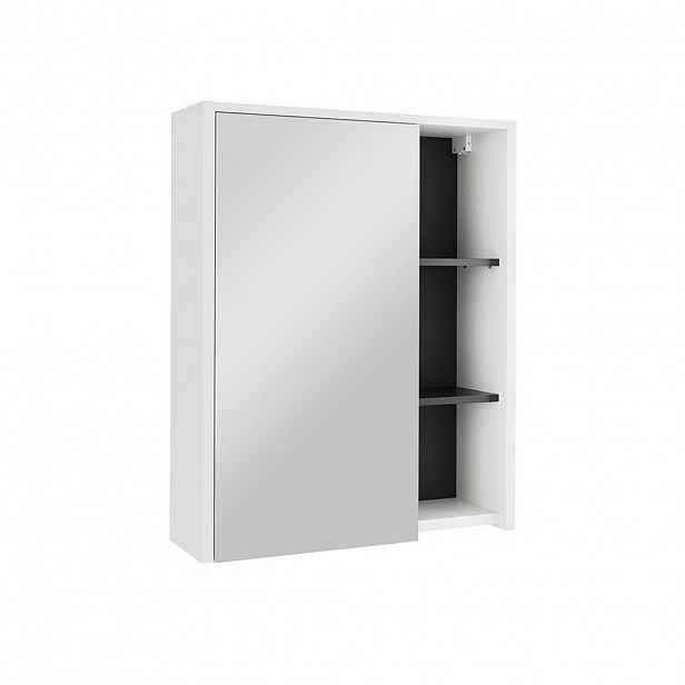 Vicco SKŘÍŇKA SE ZRCADLEM DO KOUPELNY Viola Bílá/šedá 60 x 75 cm s otevřenými policemi