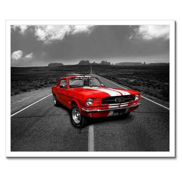 Plakáty v rámu 50x40 Červený Ford Mustang Usa