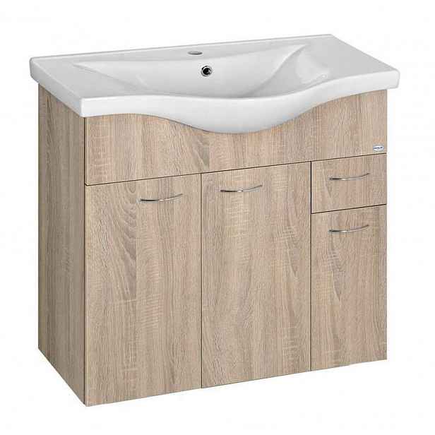 Aqualine Keramia Fresh - Umyvadlová skříňka 75x74x35 cm, dub platin 50083