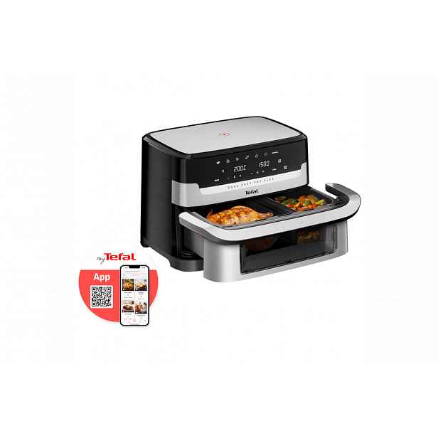 Horkovzdušná fritéza Tefal Dual Easy Fry Flex EY922DE0 Nerezová/Černá
