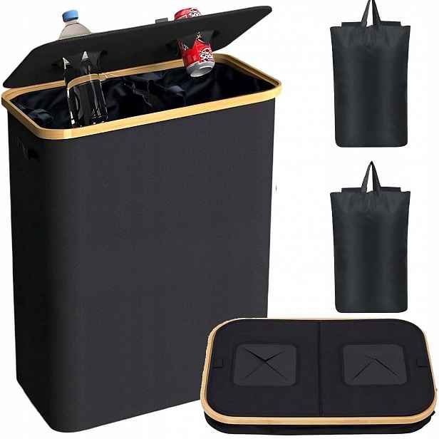 Koš Na Láhve Nádoba S Víkem Pro Recyklaci 2 Sáčky