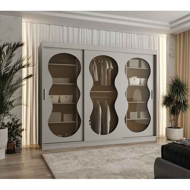 Prosklená šatní skříň 250 cm RUMEYA - kašmírová