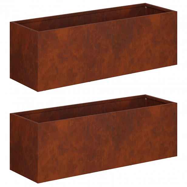 vidaXL Zahradní pěstebník 2 ks Rezavá 60 x 20 x 20 cm