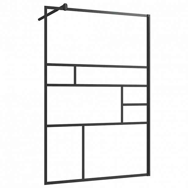 vidaXL Zástěna do průchozí sprchy čiré ESG sklo 115 x 195 cm černá