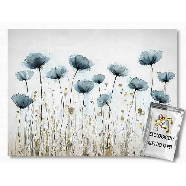 Vliesová fototapeta Zahrada Modré květy Cyan Béžová Hnědá 254x184 130g