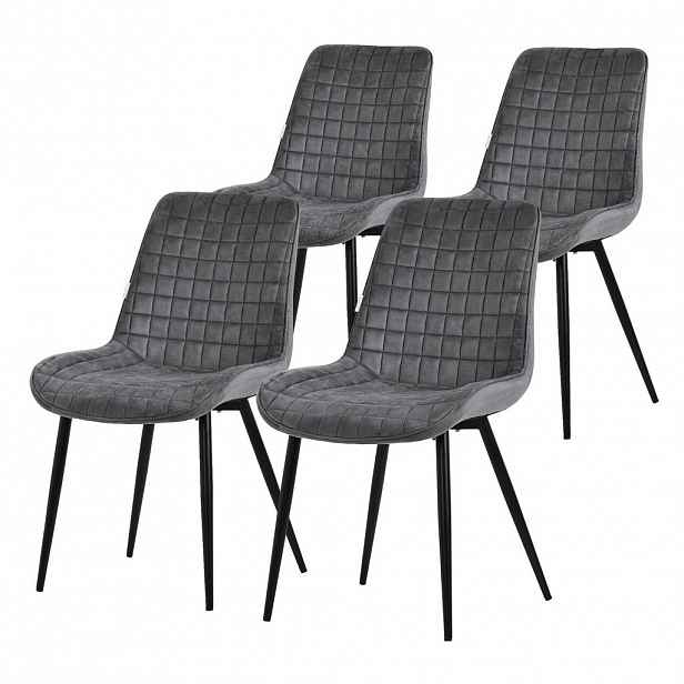 ML-DESIGN JÍDELNÍ ŽIDLE, SADA 4 KS, antracitový samet