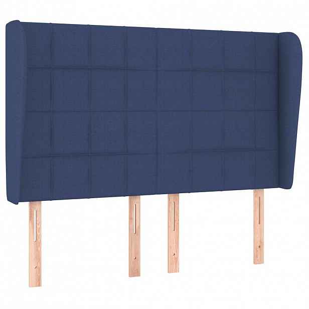 vidaXL Čelo postele typu ušák modré 147x23x118/128 cm textil