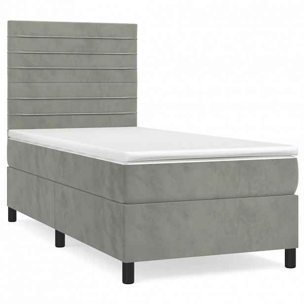 vidaXL Box spring postel s matrací světle šedá 100x200 cm samet