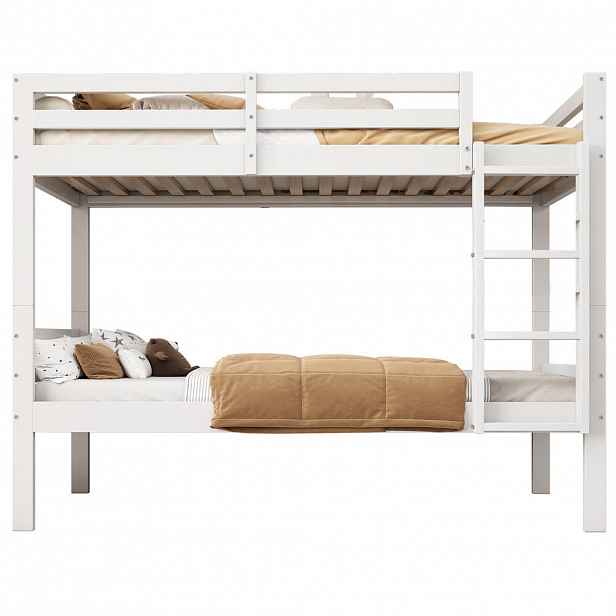 CHICFURN PATROVÁ POSTEL 90/200 cm v bílé barvě s ochranou proti pádu a žebříkem