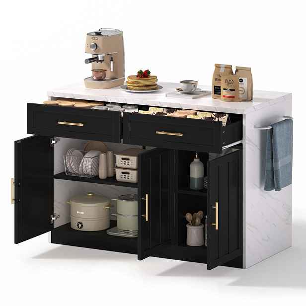 EVRYAE KUCHYŇSKÝ OSTRŮVEK se zásuvkou, USB, úložným prostorem MDF 120/60/91 cm