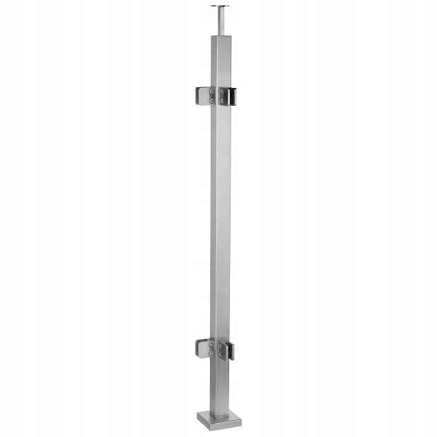 Rohový sloupek pro skleněné zábradlí 110 cm Satén 40x40 mm 4 držáky na sklo