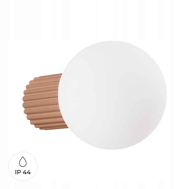 Sollux Stropní nástěnná lampa mocca rýhovaná skleněná bílá koule 12 cm IP44
