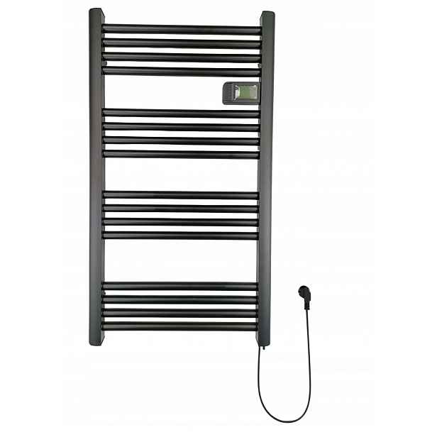 Elektrický koupelnový radiátor s ozdobným žebříkem 54 x 96 cm, černý, radiátor