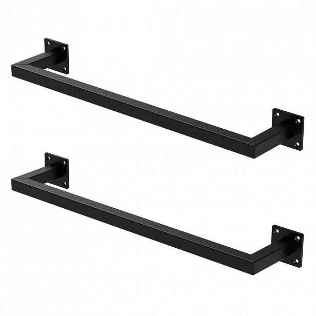 ML-DESIGN VĚŠÁK NA OBLEČENÍ, sada 2 ks, obdélníkový, V 12 cm x Š 60 cm, černý, z oceli, ve tvaru U