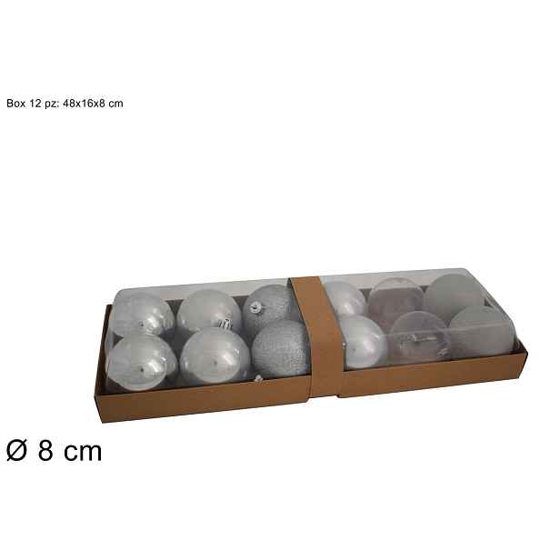 PROHOME - Koule vánoční 8cm matně stříbrné balení 12ks