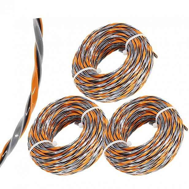 TEMU 3 ks, [Tříbarevná čtvercová spirála] do sekačky, nylonový kabel pro vyžínač trávy, Délka: 5M/16.4Ft, Průměr: 3.0Mm/0.120″ - do sekačky, provázek