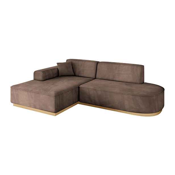 ALTDECOR ROHOVÁ SEDAČKA s otomanem, levá IREA-L1-v2 232x165x80 Hnědá Velur