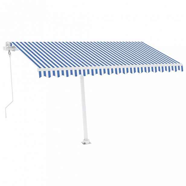 Volně stojící automatická markýza 600x300 cm Dekorhome Bílá / modrá