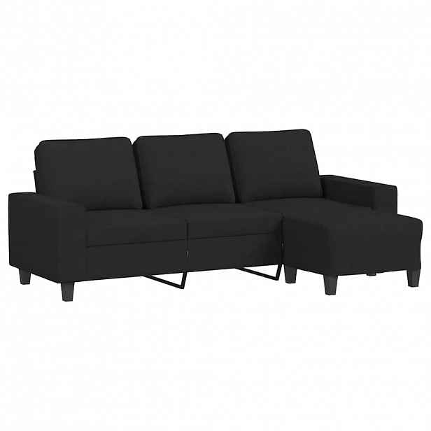vidaXL 3místná pohovka s podnožkou černá 180 cm textil