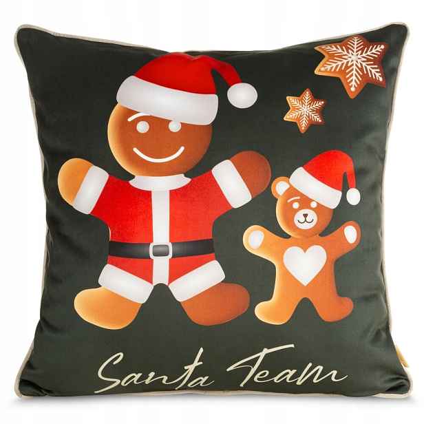 Dekorační vánoční povlak Ginger 45x45 červené veselé perníčky