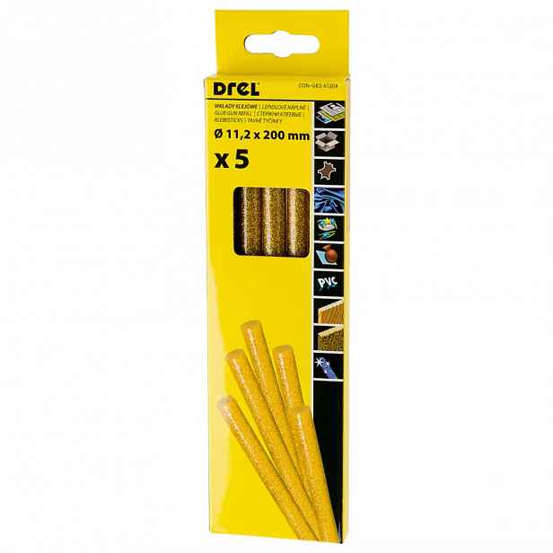 Lepící tyčinky třpitivé zlaté 11,2 mm x 200 mm (5 ks)