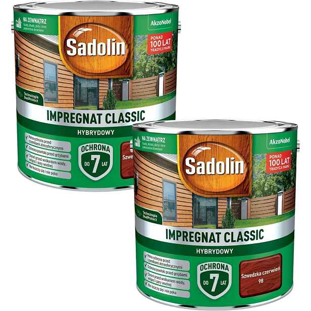 Set Sadolin Classic 2x2,5L Hybridní Impregnat Švédská Červená 5L