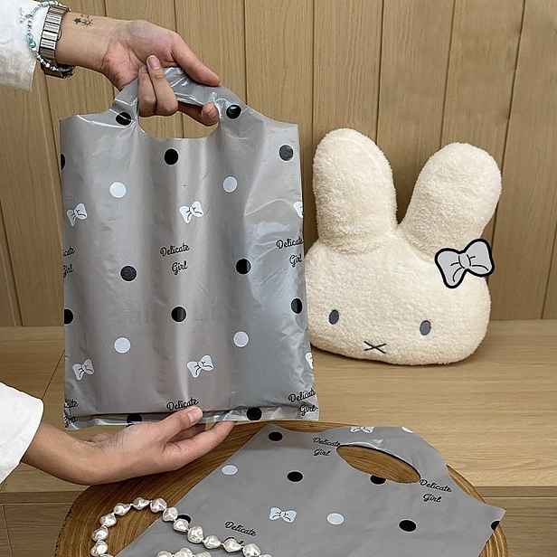 TEMU 20ks Tašek s Vzorem Polka Dot a Zakřivenými Uchy, s Půvabnými Ozdobami Polka Dot a Mašlí. Vhodné pro Různé Použití Včetně Denního Nákupu, Balení