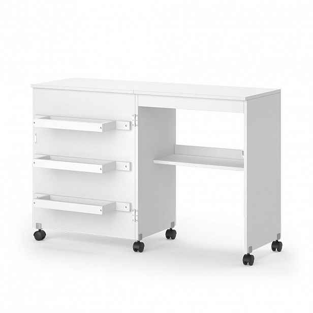 Vicco ŠICÍ STŮL Carmen Bílá 118 x 77.5 cm se 3 policemi