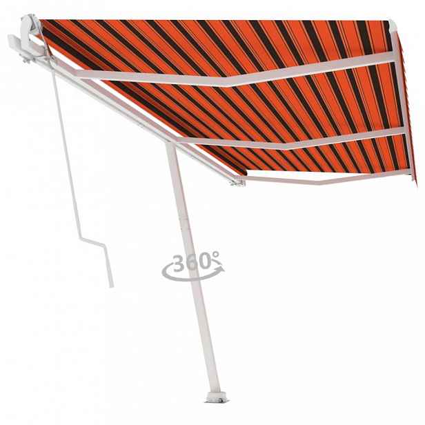 Volně stojící automatická markýza 600x300 cm Dekorhome Hnědá / oranžová