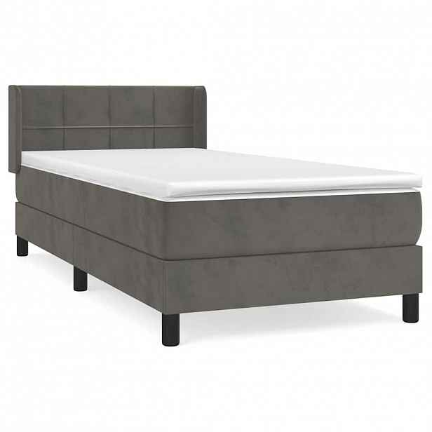vidaXL Box spring postel s matrací tmavě šedá 90x190 cm samet