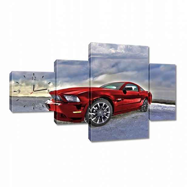 Nástěnné hodiny 130x80 Červený Ford Mustang