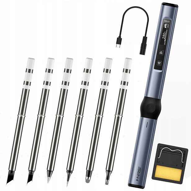 Digitální páječka Fnirsi HS-01 Přesná 65W Usb-c 6 Ks hrotů