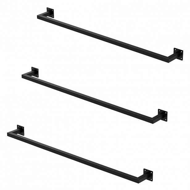 ML-DESIGN VĚŠÁK NA OBLEČENÍ, sada 3 ks, obdélníkový, výška 12 cm x šířka 110 cm, černý, z oceli