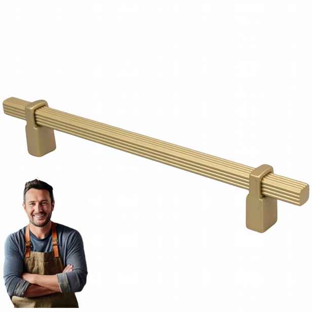 Nábytková Úchytka pro skříňku Zásuvky Elias 160 mm Podélné ramínko, zlatá matná barva
