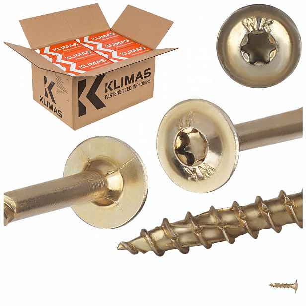 Tesařské vruty Torx 8x40 mm 800 ks talířové na dřevo Klimas Wkcp