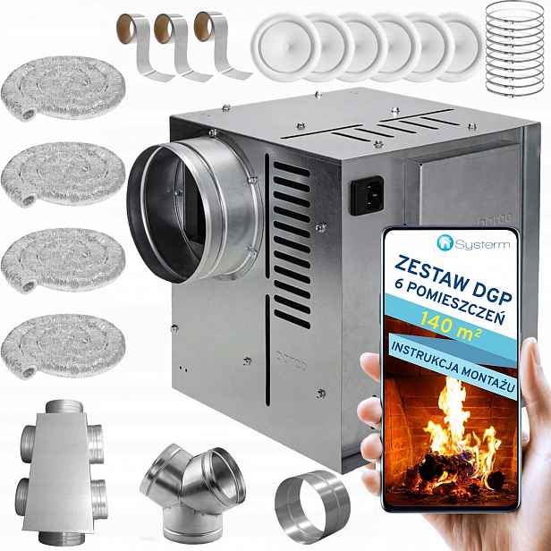 Krbová Turbína Krbový ventilátor Set Dgp 6 místností 140 m2