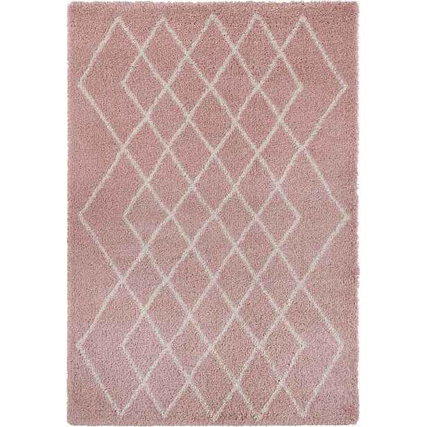 Růžově krémový hrubý koberec typu shaggy do obývacího pokoje, vzor boho 120 x 170 cm