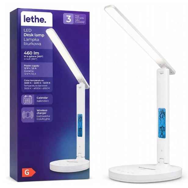 Led stolní lampa s indukční nabíječkou, Bílá