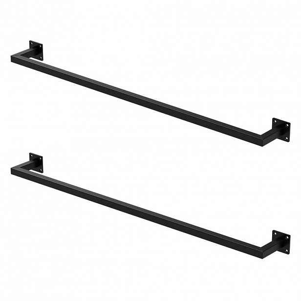 ML-DESIGN VĚŠÁK NA OBLEČENÍ, sada 2 ks, obdélníkový, hloubka 12 cm x šířka 110 cm, černý, z oceli